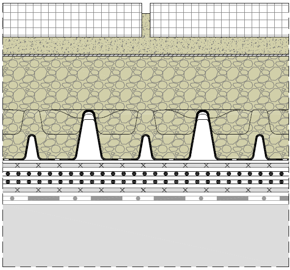 Dränageplatte DIADRAIN 60H-UP - verfüllt Lava/ Einkorn-Beton